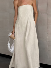 Elasticity Pockets Solid Color Zipper A-Line Loose Tube Maxi Dresses
